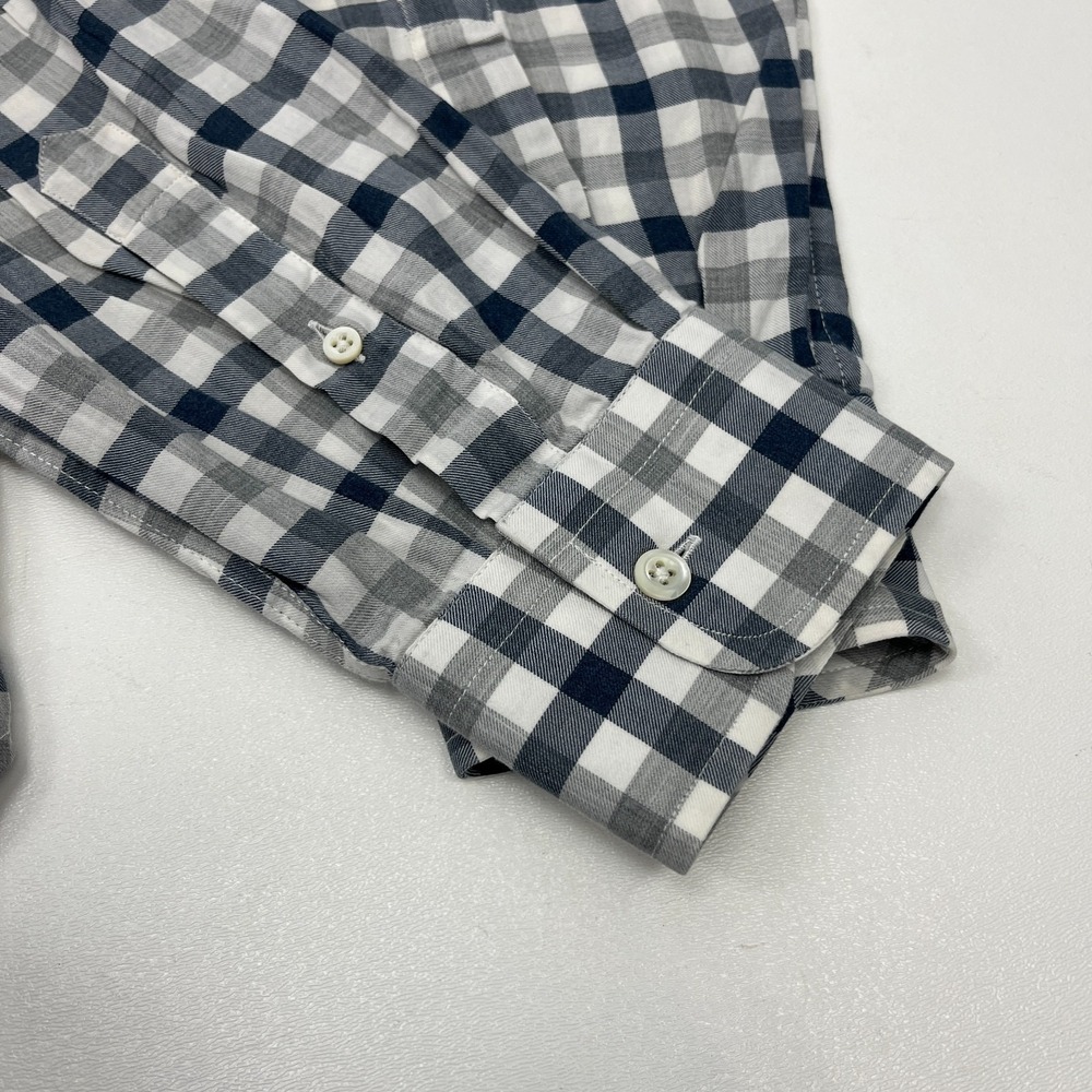 Billy Reid Standard Fit Blue Gray Gingham Check Shirt Sz M Italy - Picture 9 of 14
